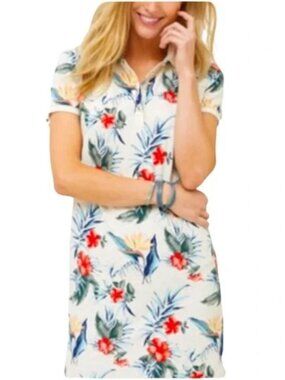 Tommy Bahama Sz M Happy Hibiscus Polo Dress